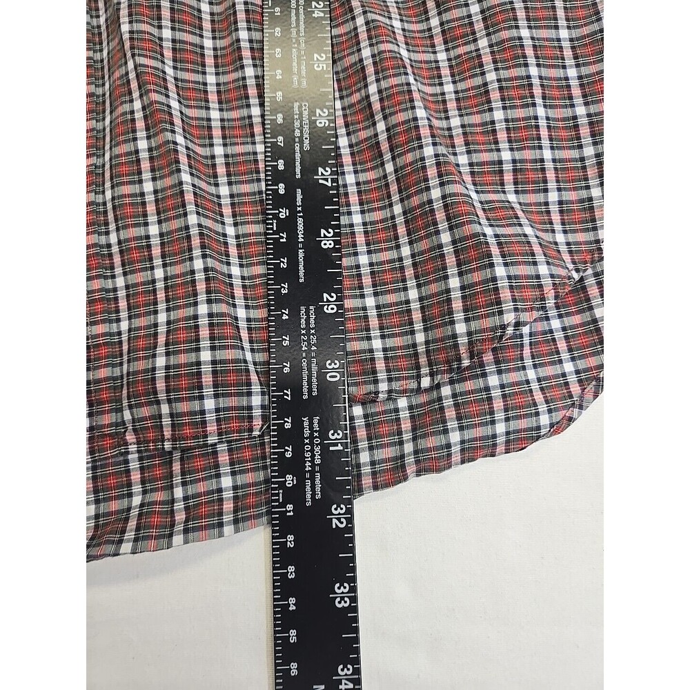 Ralph Lauren Button Down Short Sleeve Blake Red Green Plaid Shirt Men's Large - Picture 7 of 8